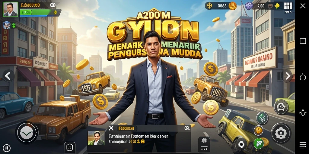 Tangkapan layar A200M menampilkan pemain yang sedang merencanakan strategi bisnis.
