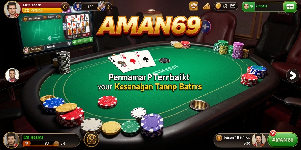 Tampilan screenshot gameplay menunjukkan keseruan bermain Poker di AMAN69.
