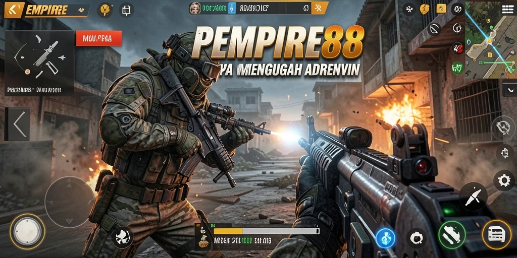 Tampilan mendebarkan dari gameplay <strong>EMPIRE88</strong> yang menampilkan aksi pertempuran FPS.