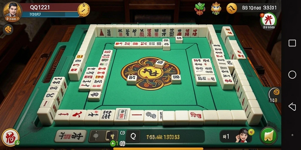 Screenshot gameplay QQ1221 menampilkan aksi seru permainan Mahjong.