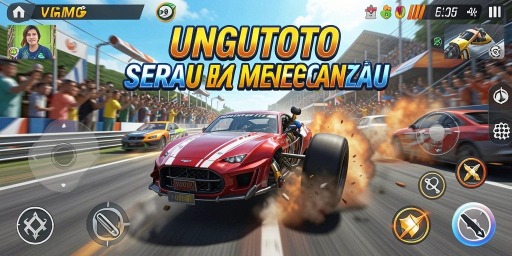 Screenshot gameplay UNGUTOTO dengan aksi balap yang cepat.