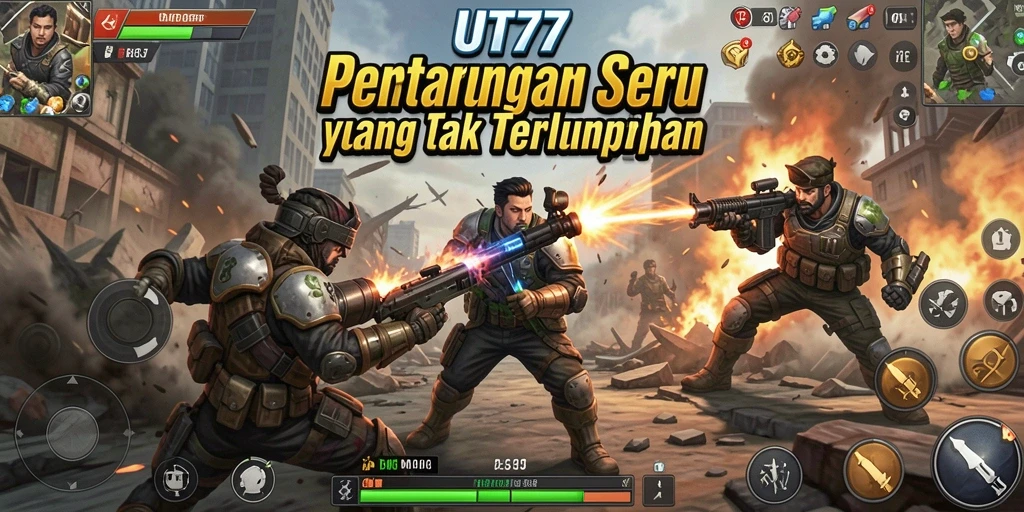Tampilan seru gameplay UT77 dengan aksi pertarungan mendebarkan.