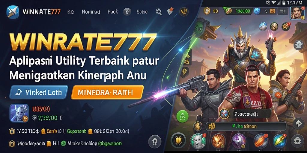 Screenshot utama dengan tampilan aplikasi WINRATE777 yang menarik.